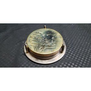 Mallard Duck Coasters Set of 5 with Holder. Metal.